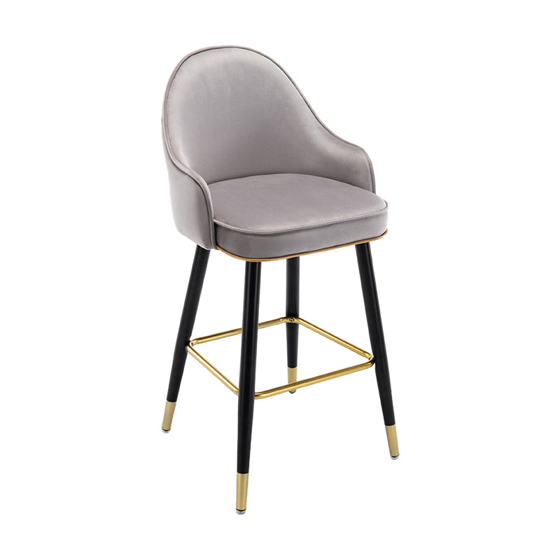 Low Back Matte Finish Bar Stool Footrest Armed Glam Upholstered Stool Light Gray 1 Piece Clearhalo 'Bar Furniture' 'Bar Stools' 'bar_stools' 'furn' 'furn_bar_stools' 'furniture_bar_stools' 'Kitchen & Dining Furniture' 'kitchen&dining_furn' 'kitchen' 'kitchen_furn' Furniture' 4665026
