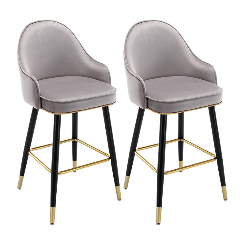 Low Back Matte Finish Bar Stool Footrest Armed Glam Upholstered Stool Light Gray 2 Piece Set Clearhalo 'Bar Furniture' 'Bar Stools' 'bar_stools' 'furn' 'furn_bar_stools' 'furniture_bar_stools' 'Kitchen & Dining Furniture' 'kitchen&dining_furn' 'kitchen' 'kitchen_furn' Furniture' 4665027