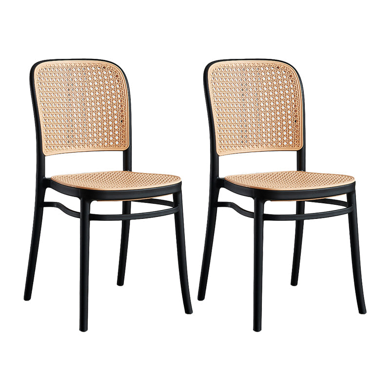 Plastic Scandinavian Kitchen Dining Room Armless Stool Low Back Bar Stool Black 2 Piece Set Short Stool(18"H) Clearhalo 'Bar Furniture' 'Bar Stools' 'bar_stools' 'furn' 'furn_bar_stools' 'furniture_bar_stools' 'Kitchen & Dining Furniture' 'kitchen&dining_furn' 'kitchen' 'kitchen_furn' Furniture' 4665047