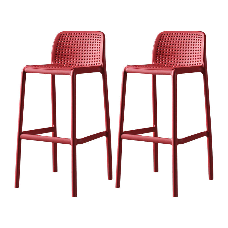 Plastic Scandinavian Kitchen Dining Room Stool Low Back Armless Bar Stool Red Set of 2 Clearhalo 'Bar Furniture' 'Bar Stools' 'bar_stools' 'furniture_bar_stools' 'Kitchen & Dining Furniture' 'kitchen&dining_furn' 'kitchen' 'kitchen_furn' Furniture' 4665186
