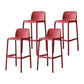 Plastic Scandinavian Kitchen Dining Room Stool Low Back Armless Bar Stool Red Set of 4 Clearhalo 'Bar Furniture' 'Bar Stools' 'bar_stools' 'furniture_bar_stools' 'Kitchen & Dining Furniture' 'kitchen&dining_furn' 'kitchen' 'kitchen_furn' Furniture' 4665188