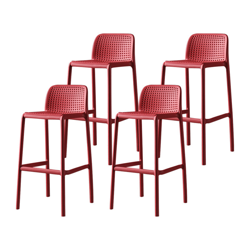 Plastic Scandinavian Kitchen Dining Room Stool Low Back Armless Bar Stool Red Set of 4 Clearhalo 'Bar Furniture' 'Bar Stools' 'bar_stools' 'furniture_bar_stools' 'Kitchen & Dining Furniture' 'kitchen&dining_furn' 'kitchen' 'kitchen_furn' Furniture' 4665188