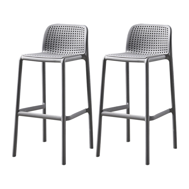 Plastic Scandinavian Kitchen Dining Room Stool Low Back Armless Bar Stool Grey Set of 2 Clearhalo 'Bar Furniture' 'Bar Stools' 'bar_stools' 'furniture_bar_stools' 'Kitchen & Dining Furniture' 'kitchen&dining_furn' 'kitchen' 'kitchen_furn' Furniture' 4665192