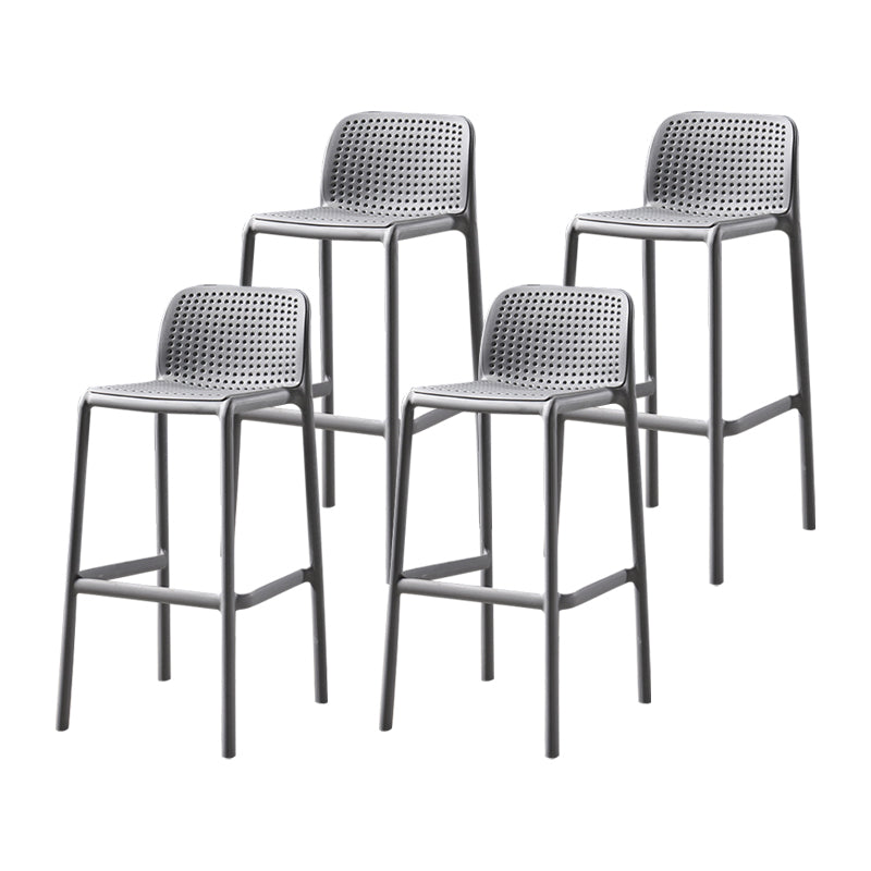 Plastic Scandinavian Kitchen Dining Room Stool Low Back Armless Bar Stool Grey Set of 4 Clearhalo 'Bar Furniture' 'Bar Stools' 'bar_stools' 'furniture_bar_stools' 'Kitchen & Dining Furniture' 'kitchen&dining_furn' 'kitchen' 'kitchen_furn' Furniture' 4665195