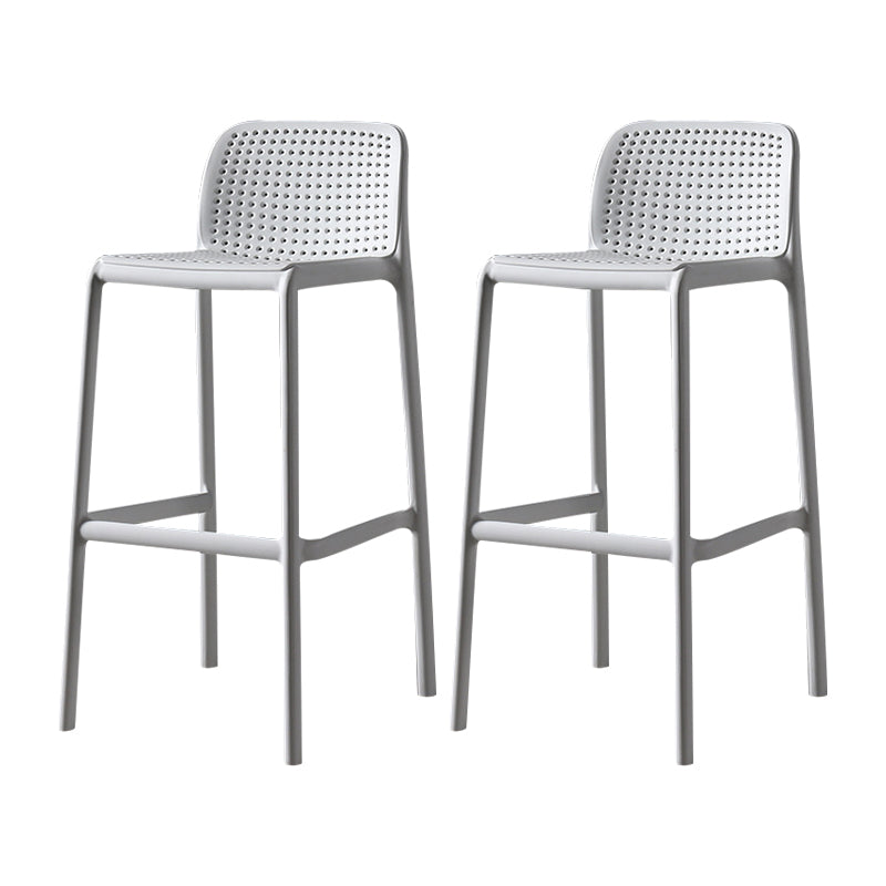 Plastic Scandinavian Kitchen Dining Room Stool Low Back Armless Bar Stool White Set of 2 Clearhalo 'Bar Furniture' 'Bar Stools' 'bar_stools' 'furniture_bar_stools' 'Kitchen & Dining Furniture' 'kitchen&dining_furn' 'kitchen' 'kitchen_furn' Furniture' 4665198