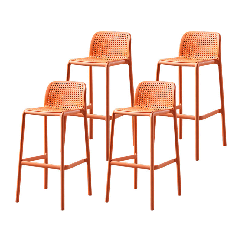 Plastic Scandinavian Kitchen Dining Room Stool Low Back Armless Bar Stool Orange Set of 4 Clearhalo 'Bar Furniture' 'Bar Stools' 'bar_stools' 'furniture_bar_stools' 'Kitchen & Dining Furniture' 'kitchen&dining_furn' 'kitchen' 'kitchen_furn' Furniture' 4665210