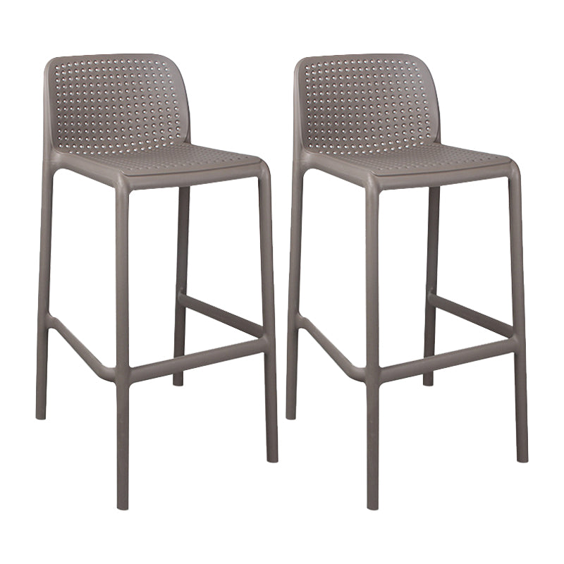 Scandinavian Plastic Kitchen Dining Room Stool Low Back Armless Bar Stool Brown 2 Piece Set Counter Stool(26"H) Clearhalo 'Bar Furniture' 'Bar Stools' 'bar_stools' 'furn' 'furn_bar_stools' 'furniture_bar_stools' 'Kitchen & Dining Furniture' 'kitchen&dining_furn' 'kitchen' 'kitchen_furn' Furniture' 4665220