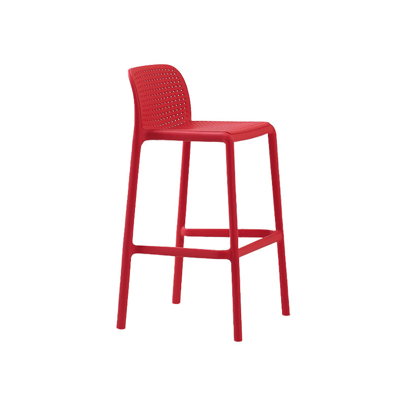 Scandinavian Plastic Kitchen Dining Room Stool Low Back Armless Bar Stool Red 1 Piece Counter Stool(26"H) Clearhalo 'Bar Furniture' 'Bar Stools' 'bar_stools' 'furn' 'furn_bar_stools' 'furniture_bar_stools' 'Kitchen & Dining Furniture' 'kitchen&dining_furn' 'kitchen' 'kitchen_furn' Furniture' 4665226