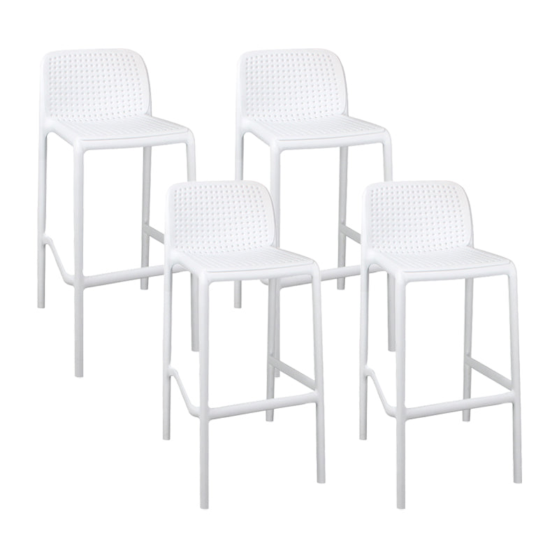 Scandinavian Plastic Kitchen Dining Room Stool Low Back Armless Bar Stool White 4 Piece Set Counter Stool(26"H) Clearhalo 'Bar Furniture' 'Bar Stools' 'bar_stools' 'furn' 'furn_bar_stools' 'furniture_bar_stools' 'Kitchen & Dining Furniture' 'kitchen&dining_furn' 'kitchen' 'kitchen_furn' Furniture' 4665229