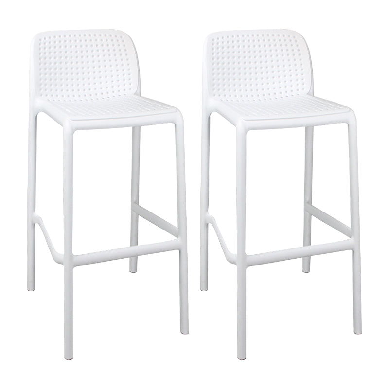 Scandinavian Plastic Kitchen Dining Room Stool Low Back Armless Bar Stool White 2 Piece Set Bar Stool(30"H) Clearhalo 'Bar Furniture' 'Bar Stools' 'bar_stools' 'furn' 'furn_bar_stools' 'furniture_bar_stools' 'Kitchen & Dining Furniture' 'kitchen&dining_furn' 'kitchen' 'kitchen_furn' Furniture' 4665233