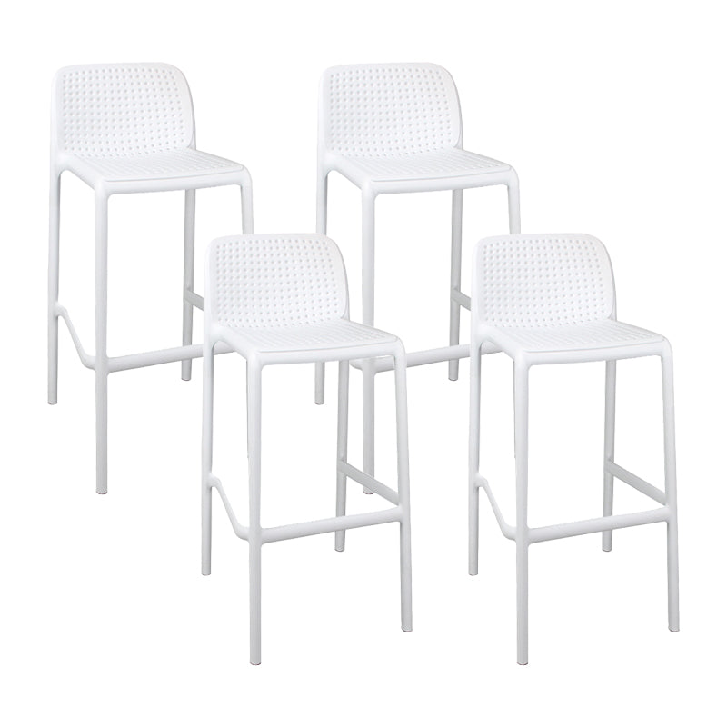 Scandinavian Plastic Kitchen Dining Room Stool Low Back Armless Bar Stool White 4 Piece Set Bar Stool(30"H) Clearhalo 'Bar Furniture' 'Bar Stools' 'bar_stools' 'furn' 'furn_bar_stools' 'furniture_bar_stools' 'Kitchen & Dining Furniture' 'kitchen&dining_furn' 'kitchen' 'kitchen_furn' Furniture' 4665235
