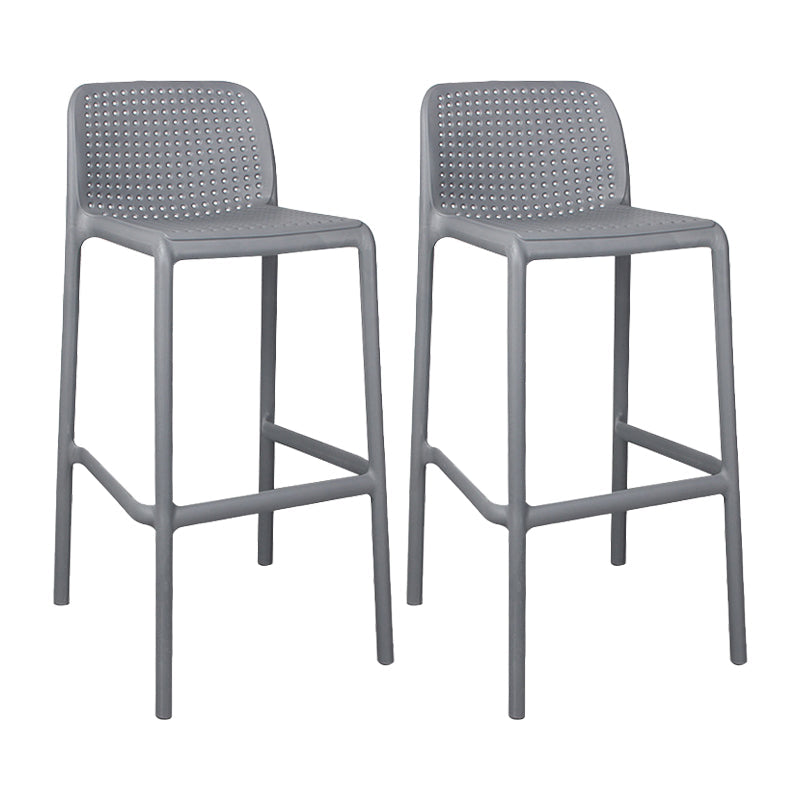 Scandinavian Plastic Kitchen Dining Room Stool Low Back Armless Bar Stool Grey 2 Piece Set Bar Stool(30"H) Clearhalo 'Bar Furniture' 'Bar Stools' 'bar_stools' 'furn' 'furn_bar_stools' 'furniture_bar_stools' 'Kitchen & Dining Furniture' 'kitchen&dining_furn' 'kitchen' 'kitchen_furn' Furniture' 4665239