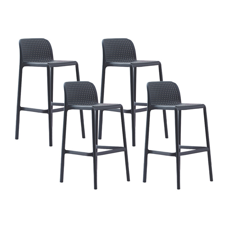 Scandinavian Plastic Kitchen Dining Room Stool Low Back Armless Bar Stool Black 4 Piece Set Counter Stool(26"H) Clearhalo 'Bar Furniture' 'Bar Stools' 'bar_stools' 'furn' 'furn_bar_stools' 'furniture_bar_stools' 'Kitchen & Dining Furniture' 'kitchen&dining_furn' 'kitchen' 'kitchen_furn' Furniture' 4665248