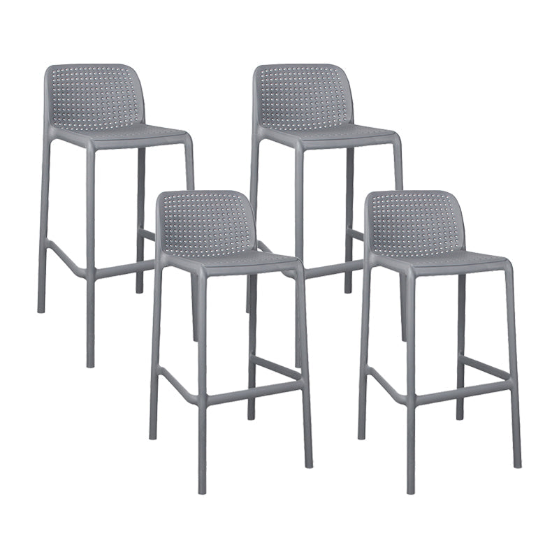 Scandinavian Plastic Kitchen Dining Room Stool Low Back Armless Bar Stool Grey 4 Piece Set Counter Stool(26"H) Clearhalo 'Bar Furniture' 'Bar Stools' 'bar_stools' 'furn' 'furn_bar_stools' 'furniture_bar_stools' 'Kitchen & Dining Furniture' 'kitchen&dining_furn' 'kitchen' 'kitchen_furn' Furniture' 4665254