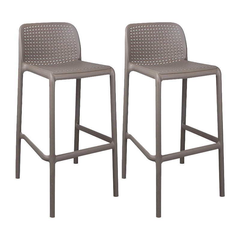 Scandinavian Plastic Kitchen Dining Room Stool Low Back Armless Bar Stool Brown 2 Piece Set Bar Stool (28" H) Clearhalo 'Bar Furniture' 'Bar Stools' 'bar_stools' 'furn' 'furn_bar_stools' 'furniture_bar_stools' 'Kitchen & Dining Furniture' 'kitchen&dining_furn' 'kitchen' 'kitchen_furn' Furniture' 4665256