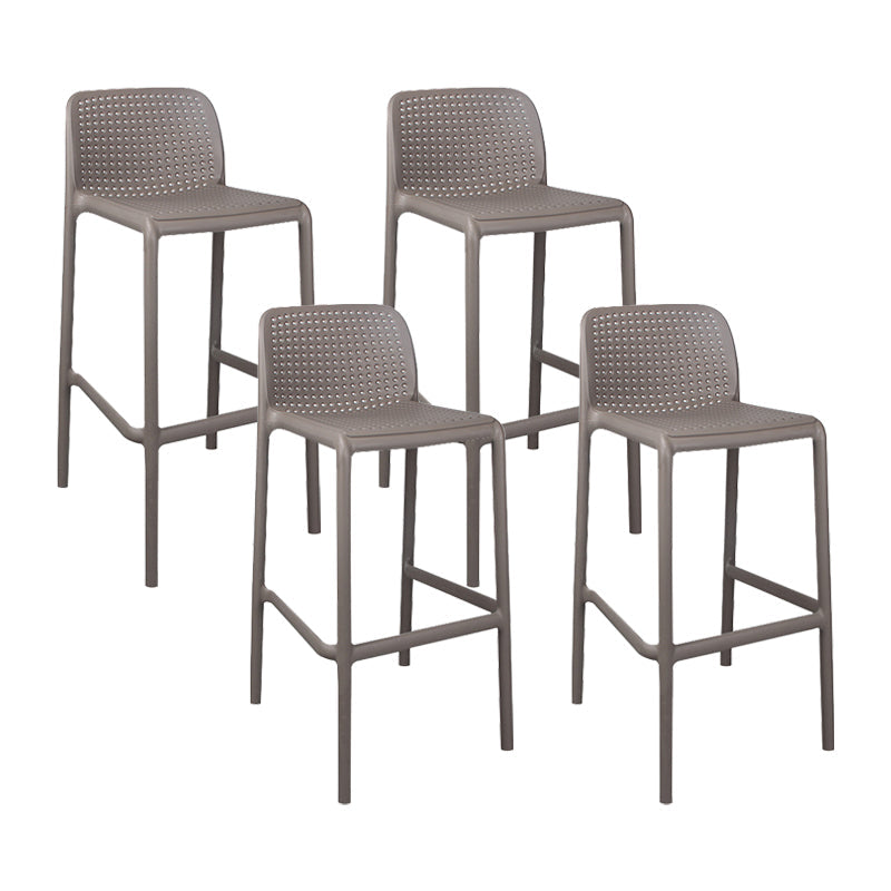 Scandinavian Plastic Kitchen Dining Room Stool Low Back Armless Bar Stool Brown 4 Piece Set Bar Stool (28" H) Clearhalo 'Bar Furniture' 'Bar Stools' 'bar_stools' 'furn' 'furn_bar_stools' 'furniture_bar_stools' 'Kitchen & Dining Furniture' 'kitchen&dining_furn' 'kitchen' 'kitchen_furn' Furniture' 4665257