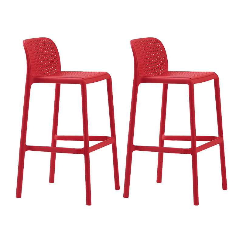 Scandinavian Plastic Kitchen Dining Room Stool Low Back Armless Bar Stool Red 2 Piece Set Bar Stool(30"H) Clearhalo 'Bar Furniture' 'Bar Stools' 'bar_stools' 'furn' 'furn_bar_stools' 'furniture_bar_stools' 'Kitchen & Dining Furniture' 'kitchen&dining_furn' 'kitchen' 'kitchen_furn' Furniture' 4665259