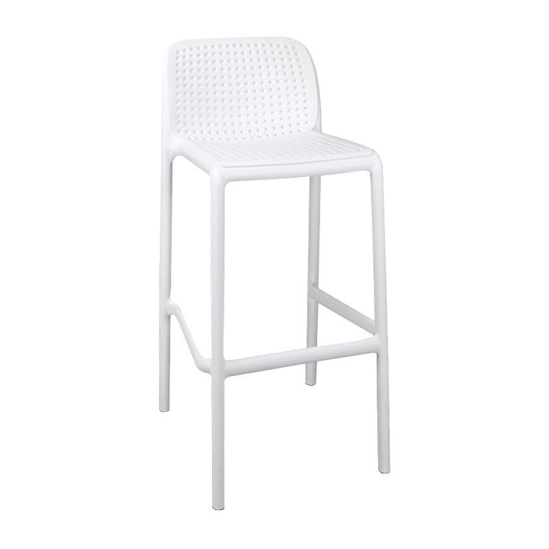 Scandinavian Plastic Kitchen Dining Room Stool Low Back Armless Bar Stool White 1 Piece Bar Stool (28" H) Clearhalo 'Bar Furniture' 'Bar Stools' 'bar_stools' 'furn' 'furn_bar_stools' 'furniture_bar_stools' 'Kitchen & Dining Furniture' 'kitchen&dining_furn' 'kitchen' 'kitchen_furn' Furniture' 4665261