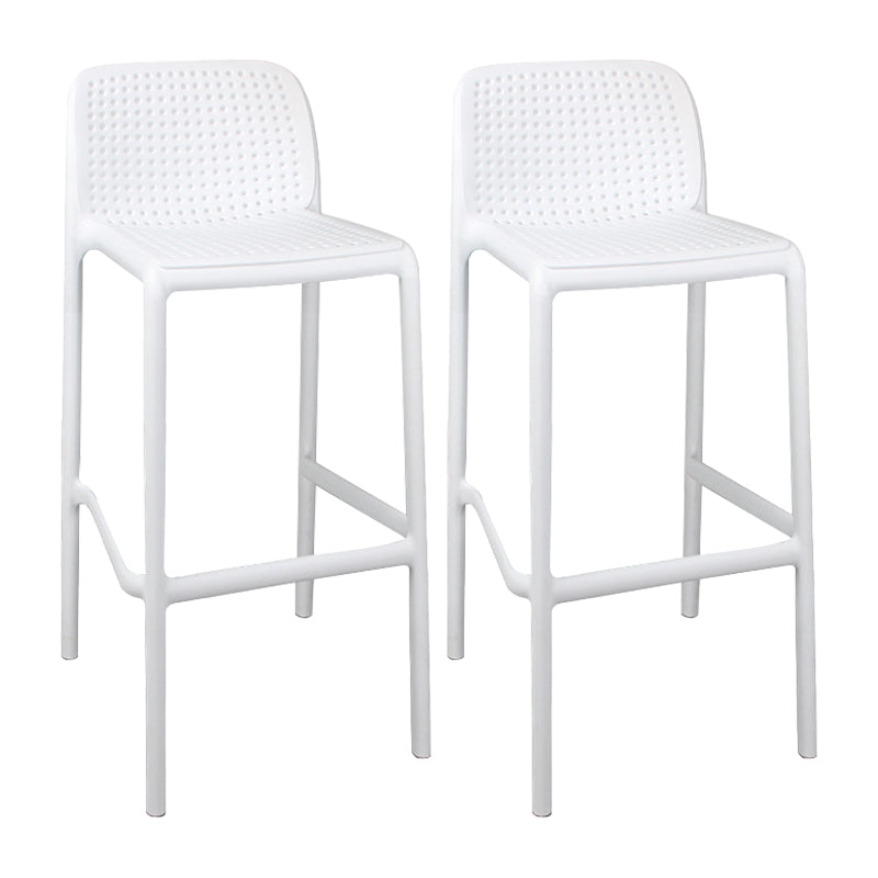 Scandinavian Plastic Kitchen Dining Room Stool Low Back Armless Bar Stool White 2 Piece Set Bar Stool (28" H) Clearhalo 'Bar Furniture' 'Bar Stools' 'bar_stools' 'furn' 'furn_bar_stools' 'furniture_bar_stools' 'Kitchen & Dining Furniture' 'kitchen&dining_furn' 'kitchen' 'kitchen_furn' Furniture' 4665262