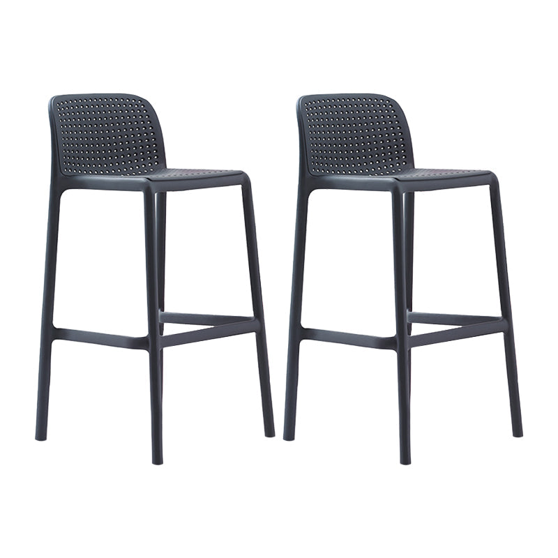 Scandinavian Plastic Kitchen Dining Room Stool Low Back Armless Bar Stool Black 2 Piece Set Bar Stool (28" H) Clearhalo 'Bar Furniture' 'Bar Stools' 'bar_stools' 'furn' 'furn_bar_stools' 'furniture_bar_stools' 'Kitchen & Dining Furniture' 'kitchen&dining_furn' 'kitchen' 'kitchen_furn' Furniture' 4665268