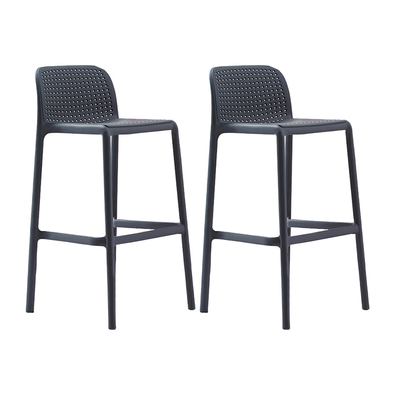 Scandinavian Plastic Kitchen Dining Room Stool Low Back Armless Bar Stool Black 2 Piece Set Bar Stool(30"H) Clearhalo 'Bar Furniture' 'Bar Stools' 'bar_stools' 'furn' 'furn_bar_stools' 'furniture_bar_stools' 'Kitchen & Dining Furniture' 'kitchen&dining_furn' 'kitchen' 'kitchen_furn' Furniture' 4665271