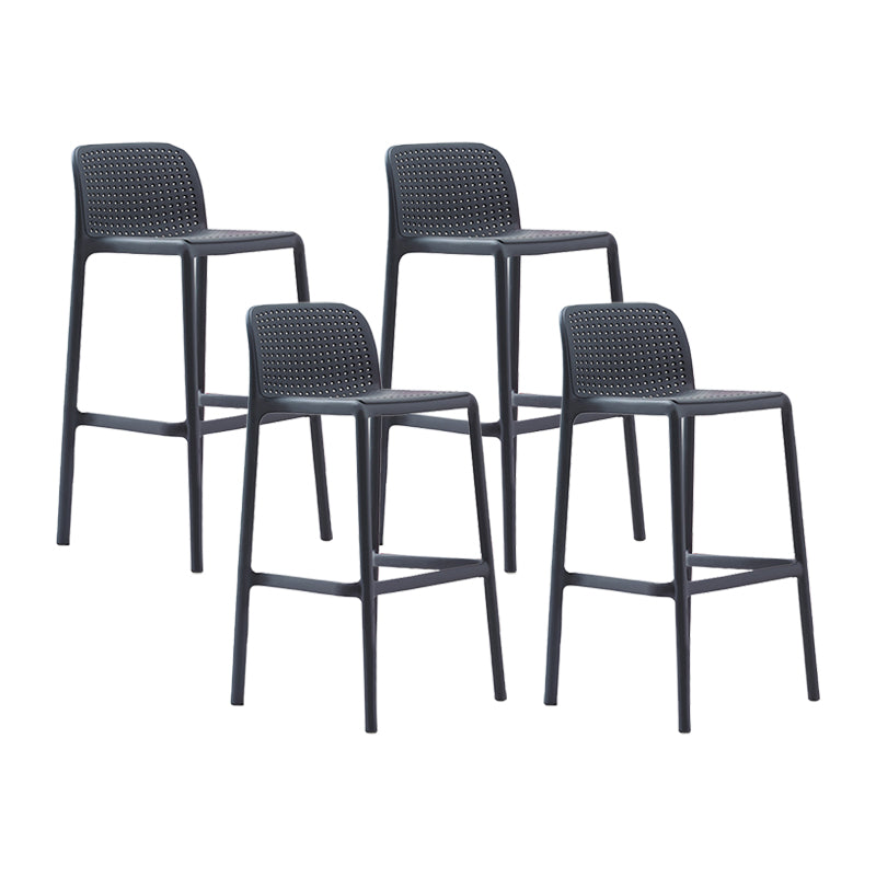Scandinavian Plastic Kitchen Dining Room Stool Low Back Armless Bar Stool Black 4 Piece Set Bar Stool(30"H) Clearhalo 'Bar Furniture' 'Bar Stools' 'bar_stools' 'furn' 'furn_bar_stools' 'furniture_bar_stools' 'Kitchen & Dining Furniture' 'kitchen&dining_furn' 'kitchen' 'kitchen_furn' Furniture' 4665272
