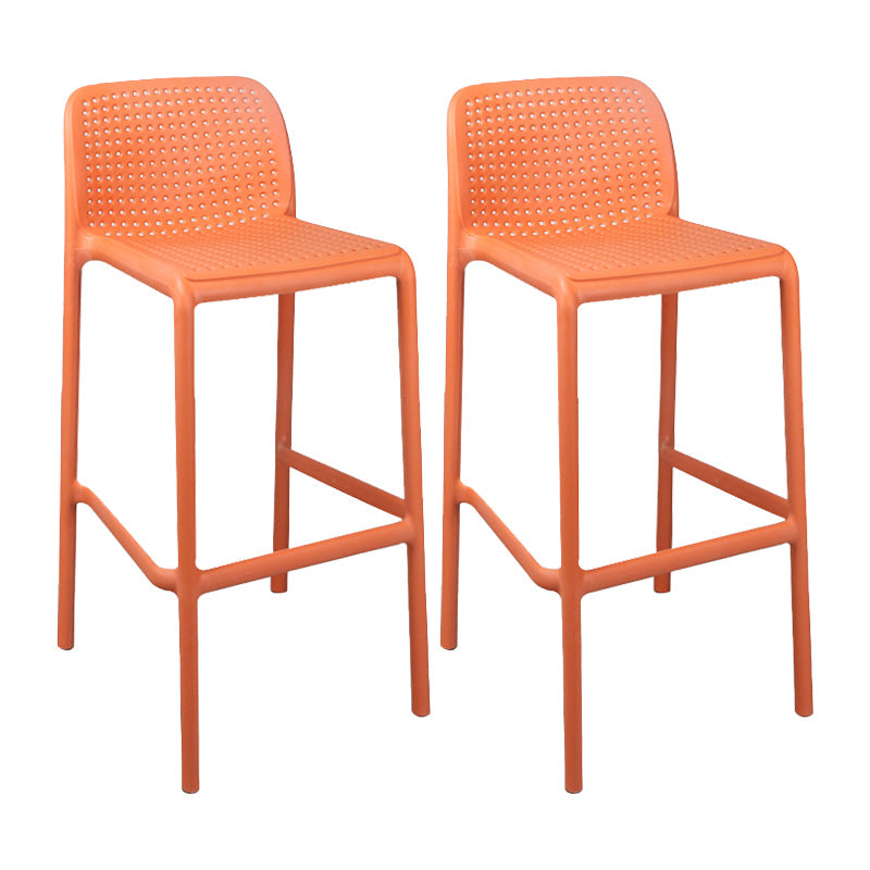 Scandinavian Plastic Kitchen Dining Room Stool Low Back Armless Bar Stool Orange 2 Piece Set Bar Stool(30"H) Clearhalo 'Bar Furniture' 'Bar Stools' 'bar_stools' 'furn' 'furn_bar_stools' 'furniture_bar_stools' 'Kitchen & Dining Furniture' 'kitchen&dining_furn' 'kitchen' 'kitchen_furn' Furniture' 4665274