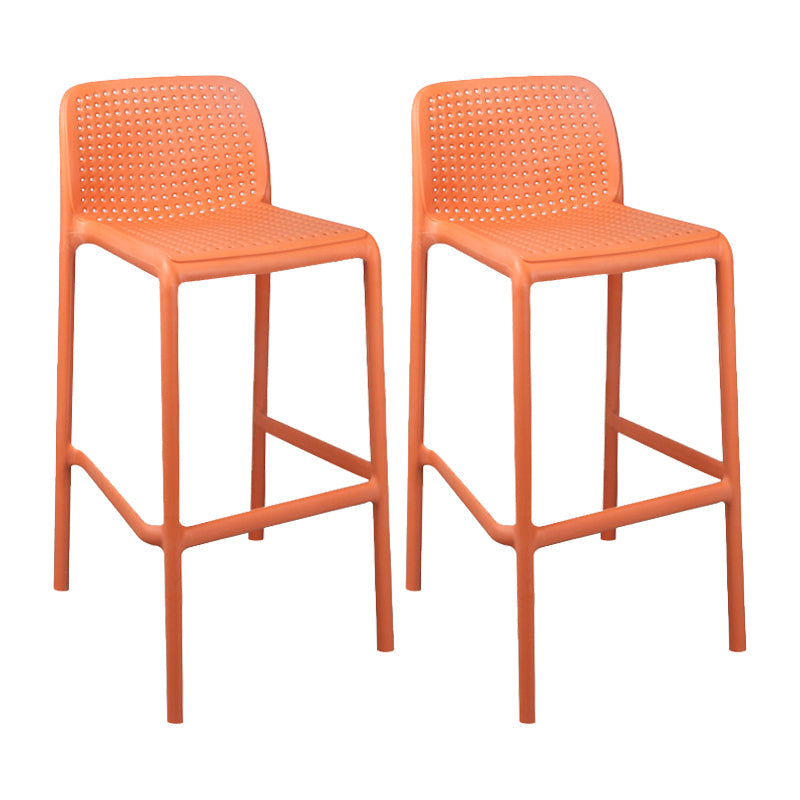 Scandinavian Plastic Kitchen Dining Room Stool Low Back Armless Bar Stool Orange 2 Piece Set Counter Stool(26"H) Clearhalo 'Bar Furniture' 'Bar Stools' 'bar_stools' 'furn' 'furn_bar_stools' 'furniture_bar_stools' 'Kitchen & Dining Furniture' 'kitchen&dining_furn' 'kitchen' 'kitchen_furn' Furniture' 4665277