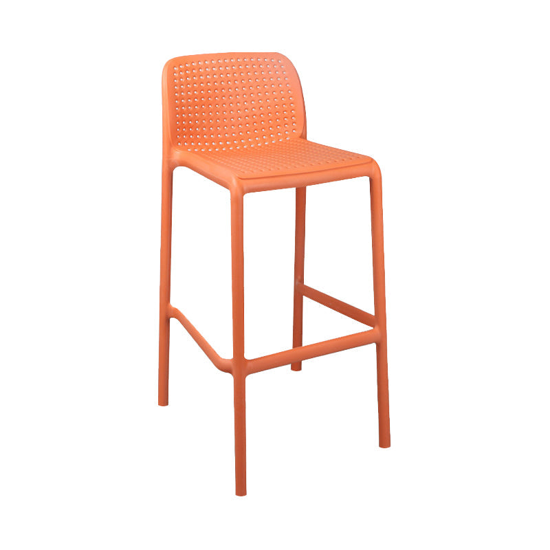 Scandinavian Plastic Kitchen Dining Room Stool Low Back Armless Bar Stool Orange 1 Piece Bar Stool (28" H) Clearhalo 'Bar Furniture' 'Bar Stools' 'bar_stools' 'furn' 'furn_bar_stools' 'furniture_bar_stools' 'Kitchen & Dining Furniture' 'kitchen&dining_furn' 'kitchen' 'kitchen_furn' Furniture' 4665282