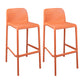 Scandinavian Plastic Kitchen Dining Room Stool Low Back Armless Bar Stool Orange 2 Piece Set Bar Stool (28" H) Clearhalo 'Bar Furniture' 'Bar Stools' 'bar_stools' 'furn' 'furn_bar_stools' 'furniture_bar_stools' 'Kitchen & Dining Furniture' 'kitchen&dining_furn' 'kitchen' 'kitchen_furn' Furniture' 4665283