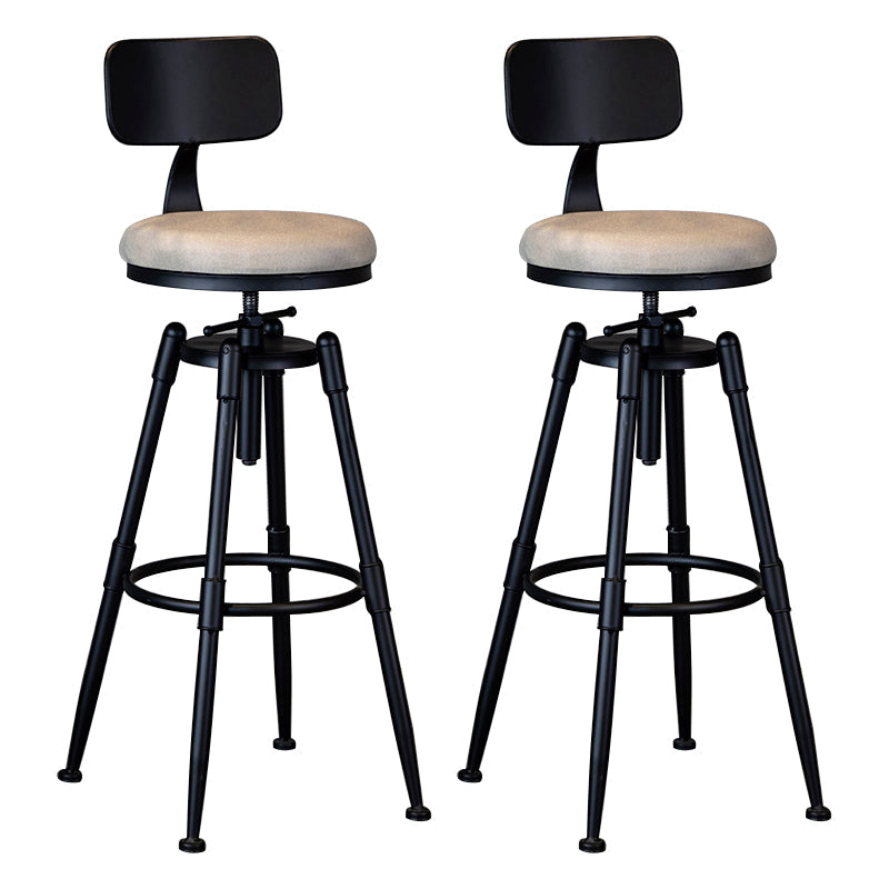 Industrial Adjustable Height Footrest Iron Bar Stool 27.55" Kitchen Stool with Black Legs Gray With Back 2 Piece Set Clearhalo 'Bar Furniture' 'Bar Stools' 'bar_stools' 'furn' 'furn_bar_stools' 'furniture_bar_stools' 'Kitchen & Dining Furniture' 'kitchen&dining_furn' 'kitchen' 'kitchen_furn' Furniture' 4665299