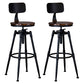 Industrial Adjustable Height Footrest Iron Bar Stool 27.55" Kitchen Stool with Black Legs Brown With Back 2 Piece Set Clearhalo 'Bar Furniture' 'Bar Stools' 'bar_stools' 'furn' 'furn_bar_stools' 'furniture_bar_stools' 'Kitchen & Dining Furniture' 'kitchen&dining_furn' 'kitchen' 'kitchen_furn' Furniture' 4665306
