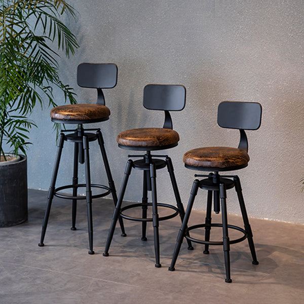 Industrial Adjustable Height Footrest Iron Bar Stool 27.55" Kitchen Stool with Black Legs Clearhalo 'Bar Furniture' 'Bar Stools' 'bar_stools' 'furn' 'furn_bar_stools' 'furniture_bar_stools' 'Kitchen & Dining Furniture' 'kitchen&dining_furn' 'kitchen' 'kitchen_furn' Furniture' 4665309