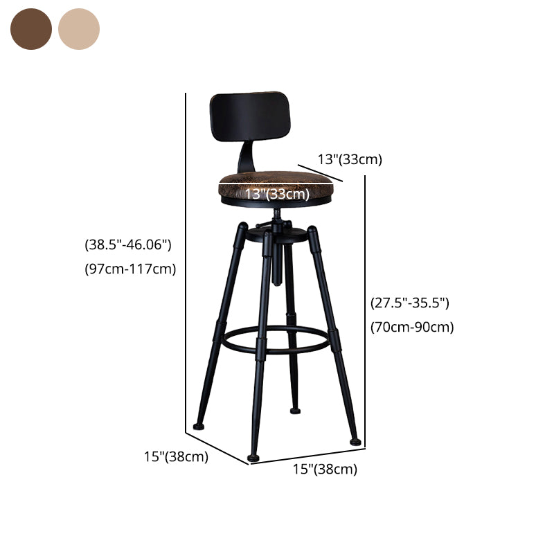Industrial Adjustable Height Footrest Iron Bar Stool 27.55" Kitchen Stool with Black Legs Clearhalo 'Bar Furniture' 'Bar Stools' 'bar_stools' 'furn' 'furn_bar_stools' 'furniture_bar_stools' 'Kitchen & Dining Furniture' 'kitchen&dining_furn' 'kitchen' 'kitchen_furn' Furniture' 4665310