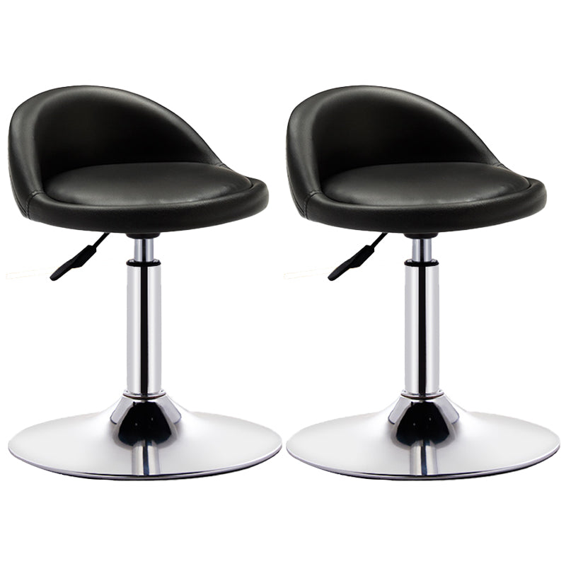 Modern Adjustable Rotatable Counter Stool Steel Bedroom Bar Stool with Cushion Textured Black 2 Piece Set Clearhalo 'Bar Furniture' 'Bar Stools' 'bar_stools' 'furn' 'furn_bar_stools' 'furniture_bar_stools' 'Kitchen & Dining Furniture' 'kitchen&dining_furn' 'kitchen' 'kitchen_furn' Furniture' 4665323
