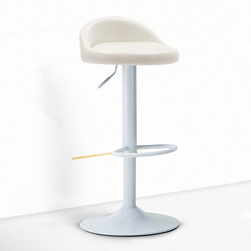Modern Adjustable Rotatable Counter Stool Steel Bedroom Bar Stool with Cushion Gloss White 1 Piece Clearhalo 'Bar Furniture' 'Bar Stools' 'bar_stools' 'furn' 'furn_bar_stools' 'furniture_bar_stools' 'Kitchen & Dining Furniture' 'kitchen&dining_furn' 'kitchen' 'kitchen_furn' Furniture' 4665327