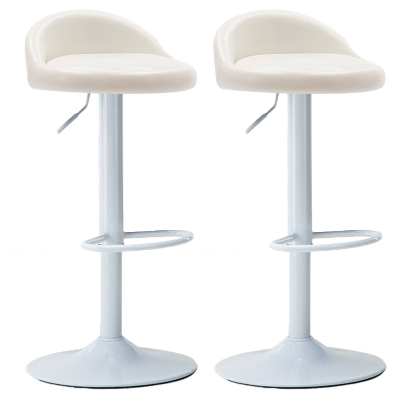 Modern Adjustable Rotatable Counter Stool Steel Bedroom Bar Stool with Cushion Gloss White 2 Piece Set Clearhalo 'Bar Furniture' 'Bar Stools' 'bar_stools' 'furn' 'furn_bar_stools' 'furniture_bar_stools' 'Kitchen & Dining Furniture' 'kitchen&dining_furn' 'kitchen' 'kitchen_furn' Furniture' 4665328