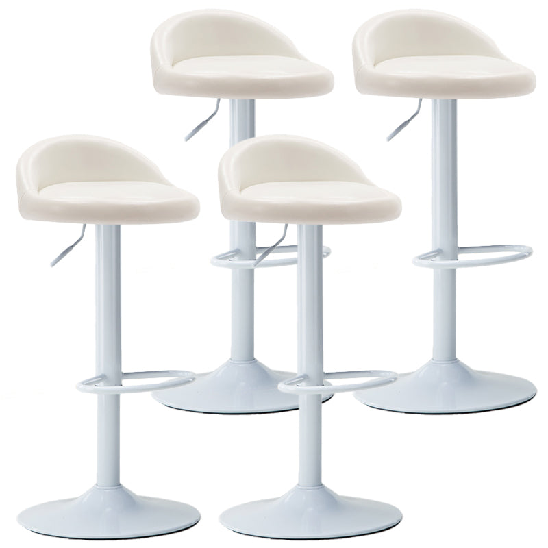 Modern Adjustable Rotatable Counter Stool Steel Bedroom Bar Stool with Cushion Gloss White 4 Piece Set Clearhalo 'Bar Furniture' 'Bar Stools' 'bar_stools' 'furn' 'furn_bar_stools' 'furniture_bar_stools' 'Kitchen & Dining Furniture' 'kitchen&dining_furn' 'kitchen' 'kitchen_furn' Furniture' 4665330