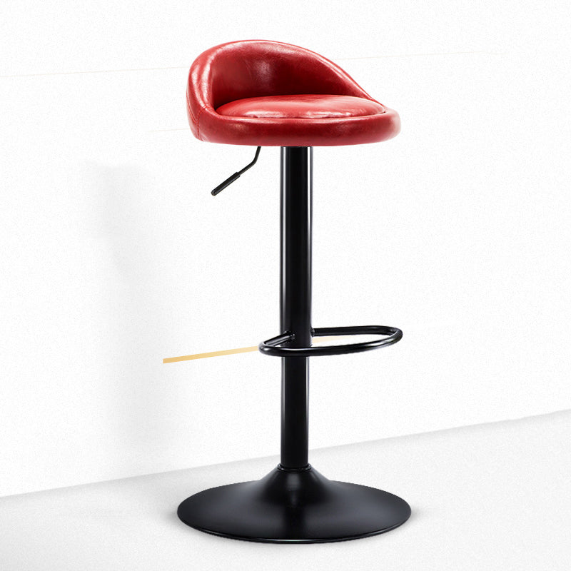 Modern Adjustable Rotatable Counter Stool Steel Bedroom Bar Stool with Cushion Burgundy 1 Piece Clearhalo 'Bar Furniture' 'Bar Stools' 'bar_stools' 'furn' 'furn_bar_stools' 'furniture_bar_stools' 'Kitchen & Dining Furniture' 'kitchen&dining_furn' 'kitchen' 'kitchen_furn' Furniture' 4665333