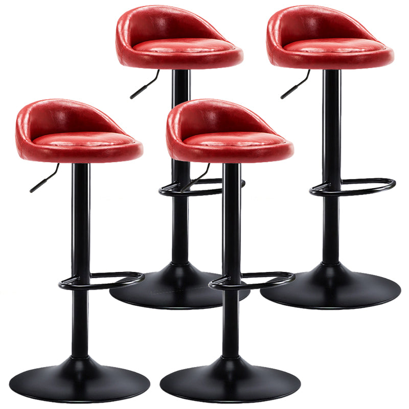 Modern Adjustable Rotatable Counter Stool Steel Bedroom Bar Stool with Cushion Burgundy 4 Piece Set Clearhalo 'Bar Furniture' 'Bar Stools' 'bar_stools' 'furn' 'furn_bar_stools' 'furniture_bar_stools' 'Kitchen & Dining Furniture' 'kitchen&dining_furn' 'kitchen' 'kitchen_furn' Furniture' 4665335
