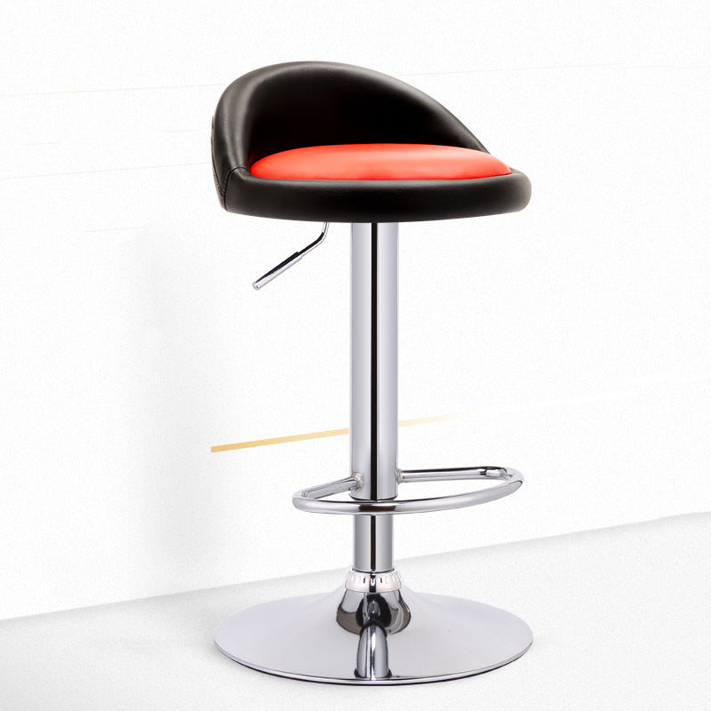Modern Adjustable Rotatable Counter Stool Steel Bedroom Bar Stool with Cushion Rose Red-Black 1 Piece Clearhalo 'Bar Furniture' 'Bar Stools' 'bar_stools' 'furn' 'furn_bar_stools' 'furniture_bar_stools' 'Kitchen & Dining Furniture' 'kitchen&dining_furn' 'kitchen' 'kitchen_furn' Furniture' 4665342