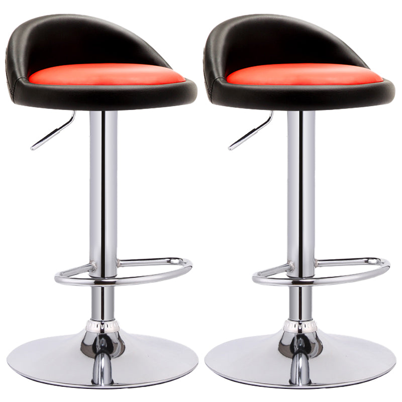 Modern Adjustable Rotatable Counter Stool Steel Bedroom Bar Stool with Cushion Rose Red-Black 2 Piece Set Clearhalo 'Bar Furniture' 'Bar Stools' 'bar_stools' 'furn' 'furn_bar_stools' 'furniture_bar_stools' 'Kitchen & Dining Furniture' 'kitchen&dining_furn' 'kitchen' 'kitchen_furn' Furniture' 4665343