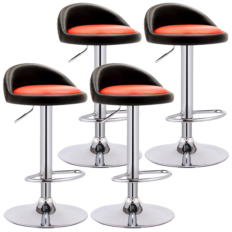 Modern Adjustable Rotatable Counter Stool Steel Bedroom Bar Stool with Cushion Rose Red-Black 4 Piece Set Clearhalo 'Bar Furniture' 'Bar Stools' 'bar_stools' 'furn' 'furn_bar_stools' 'furniture_bar_stools' 'Kitchen & Dining Furniture' 'kitchen&dining_furn' 'kitchen' 'kitchen_furn' Furniture' 4665344