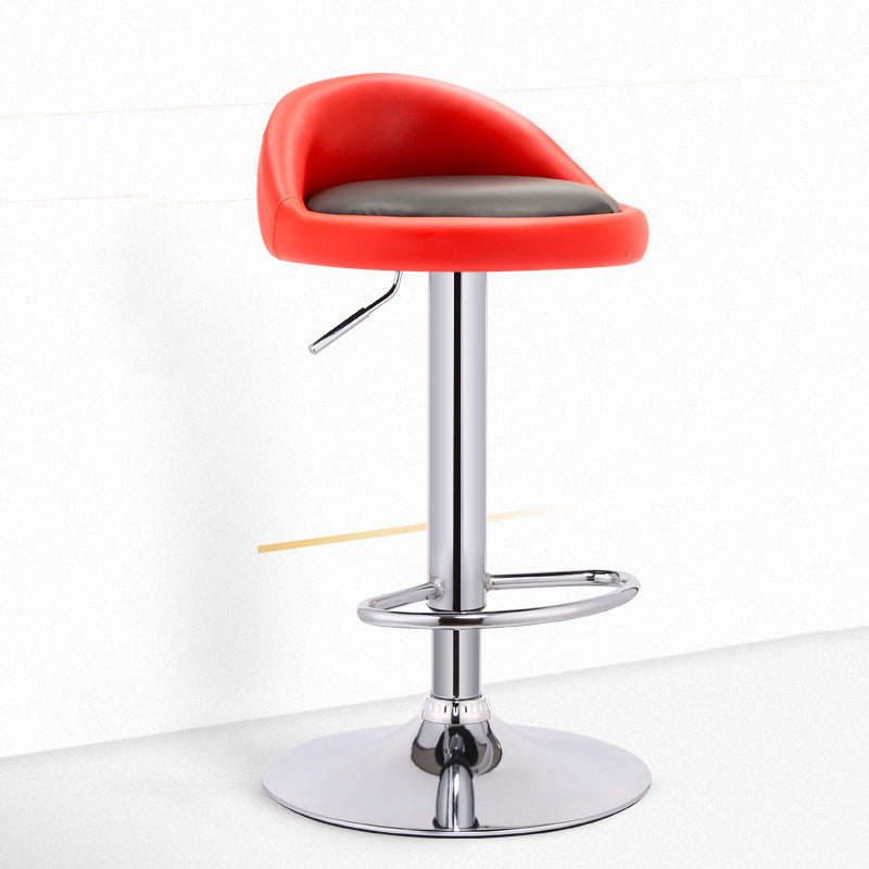 Modern Adjustable Rotatable Counter Stool Steel Bedroom Bar Stool with Cushion Red-Black 1 Piece Clearhalo 'Bar Furniture' 'Bar Stools' 'bar_stools' 'furn' 'furn_bar_stools' 'furniture_bar_stools' 'Kitchen & Dining Furniture' 'kitchen&dining_furn' 'kitchen' 'kitchen_furn' Furniture' 4665345
