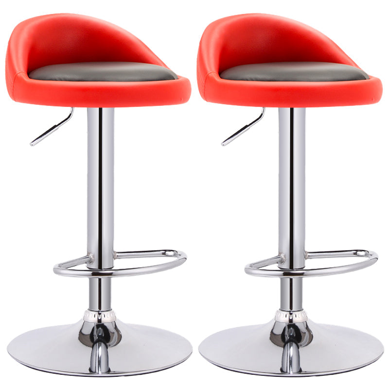 Modern Adjustable Rotatable Counter Stool Steel Bedroom Bar Stool with Cushion Red-Black 2 Piece Set Clearhalo 'Bar Furniture' 'Bar Stools' 'bar_stools' 'furn' 'furn_bar_stools' 'furniture_bar_stools' 'Kitchen & Dining Furniture' 'kitchen&dining_furn' 'kitchen' 'kitchen_furn' Furniture' 4665346