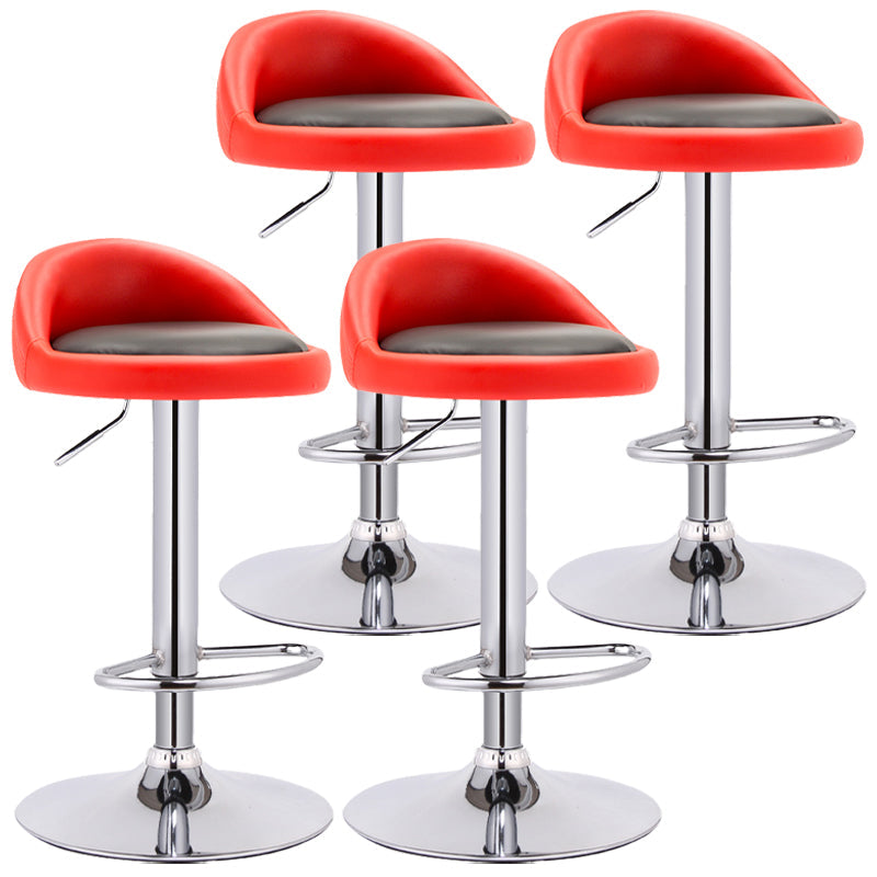 Modern Adjustable Rotatable Counter Stool Steel Bedroom Bar Stool with Cushion Red-Black 4 Piece Set Clearhalo 'Bar Furniture' 'Bar Stools' 'bar_stools' 'furn' 'furn_bar_stools' 'furniture_bar_stools' 'Kitchen & Dining Furniture' 'kitchen&dining_furn' 'kitchen' 'kitchen_furn' Furniture' 4665347