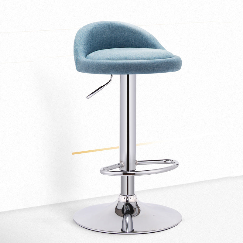 Modern Adjustable Rotatable Counter Stool Steel Bedroom Bar Stool with Cushion Blue 1 Piece Clearhalo 'Bar Furniture' 'Bar Stools' 'bar_stools' 'furn' 'furn_bar_stools' 'furniture_bar_stools' 'Kitchen & Dining Furniture' 'kitchen&dining_furn' 'kitchen' 'kitchen_furn' Furniture' 4665348
