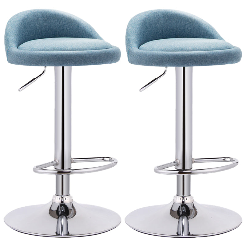 Modern Adjustable Rotatable Counter Stool Steel Bedroom Bar Stool with Cushion Blue 2 Piece Set Clearhalo 'Bar Furniture' 'Bar Stools' 'bar_stools' 'furn' 'furn_bar_stools' 'furniture_bar_stools' 'Kitchen & Dining Furniture' 'kitchen&dining_furn' 'kitchen' 'kitchen_furn' Furniture' 4665349