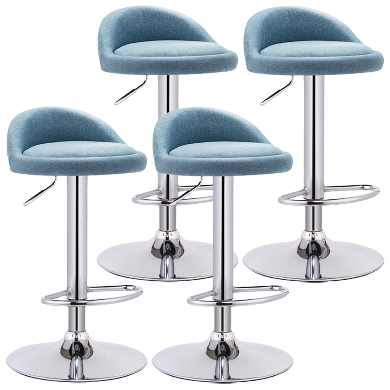 Modern Adjustable Rotatable Counter Stool Steel Bedroom Bar Stool with Cushion Blue 4 Piece Set Clearhalo 'Bar Furniture' 'Bar Stools' 'bar_stools' 'furn' 'furn_bar_stools' 'furniture_bar_stools' 'Kitchen & Dining Furniture' 'kitchen&dining_furn' 'kitchen' 'kitchen_furn' Furniture' 4665350