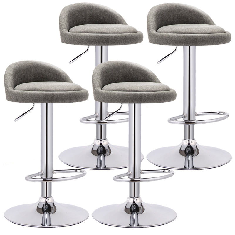Modern Adjustable Rotatable Counter Stool Steel Bedroom Bar Stool with Cushion Grey 4 Piece Set Clearhalo 'Bar Furniture' 'Bar Stools' 'bar_stools' 'furn' 'furn_bar_stools' 'furniture_bar_stools' 'Kitchen & Dining Furniture' 'kitchen&dining_furn' 'kitchen' 'kitchen_furn' Furniture' 4665353